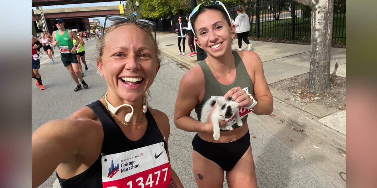 Marathon Runner Stopped Mid Race After Seeing A Crying Kitten